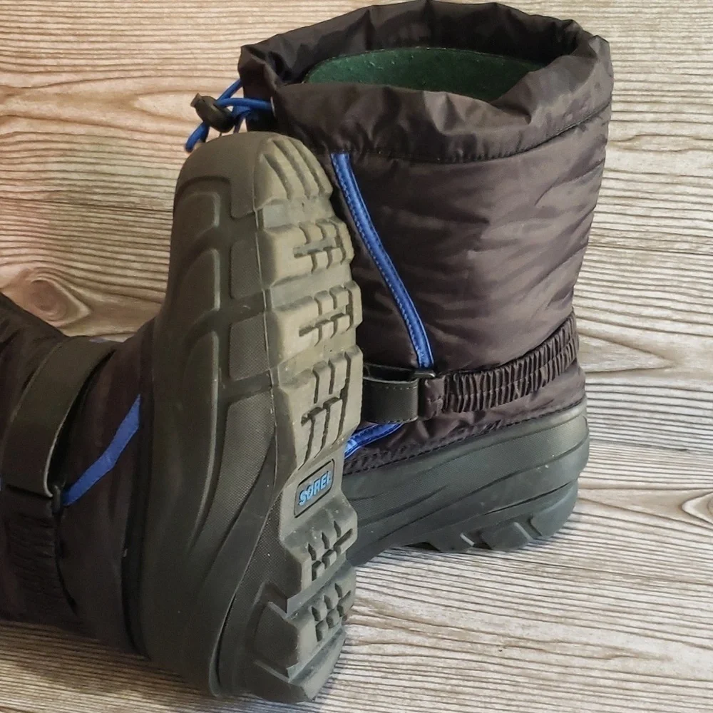 Sorel Black And Blue Youth Winter Rain Boots Size 4